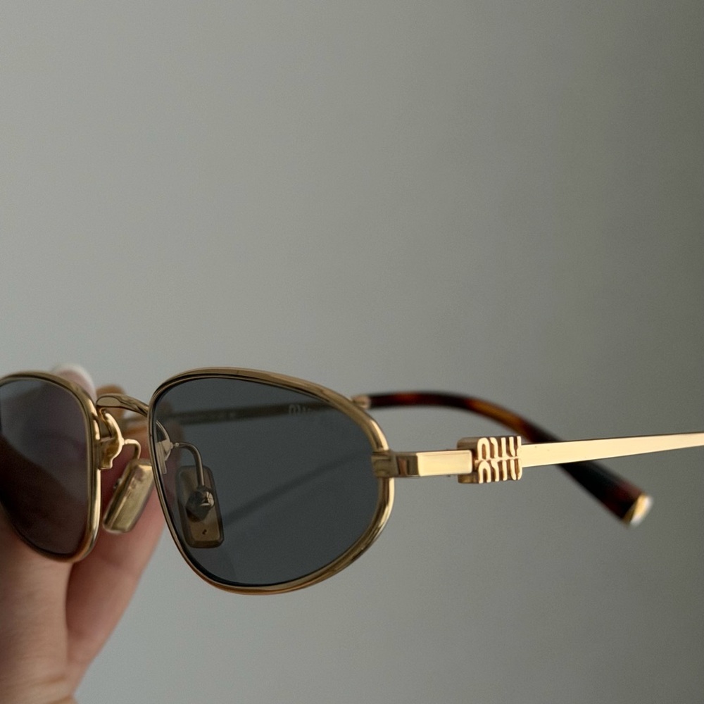 Miu Miu Gold Frame Sunglasses with Dark Gray Lenses - Picture 7 of 7